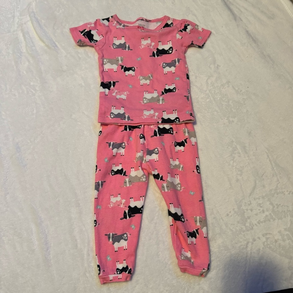 Just one you by carters 9m 9 month pink cow pajamas